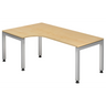 L-förmiger Schreibtisch JAVA 82 S in Ahorn-Optik mit silbernen Metallbeinen von hjh OFFICE PRO