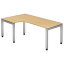L-förmiger Schreibtisch JAVA 82 S in Ahorn-Optik mit silbernen Metallbeinen von hjh OFFICE PRO