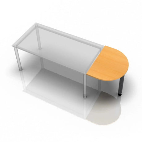 Ansatztisch LA60 G / LA80 G / LA160 G in Buche-Optik mit halbkreisförmiger Tischplatte von hjh OFFICE PRO