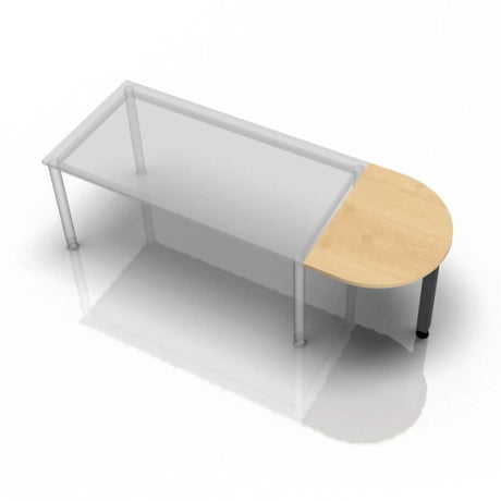 Ansatztisch LA60 G / LA80 G / LA160 G mit einer halbkreisförmigen Platte in Ahorn-Optik von hjh OFFICE PRO