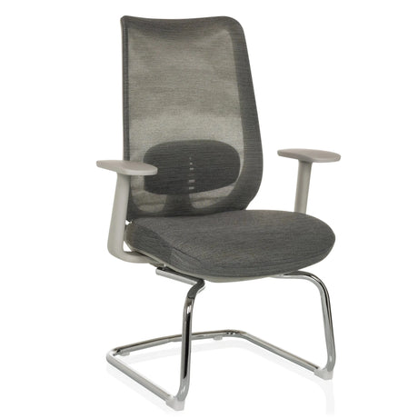 Grauer Freischwinger MILESTON V mit Netzbezug und Armlehnen von hjh OFFICE