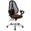 Profi-Bürostuhl Open Point SY U2 mit brauner Sitzfläche, schwarzem Netzrücken und Armlehnen von Topstar
