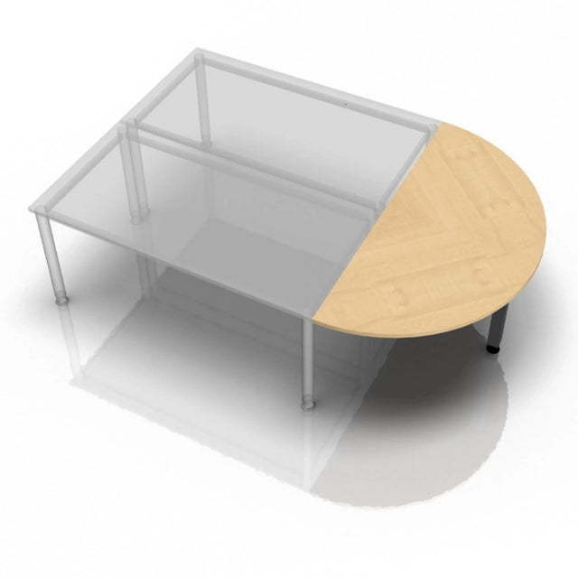 Ansatztisch RA60 G / RA80 G / RA160 G in Ahorn-Optik mit halbrunder Tischplatte von hjh OFFICE PRO