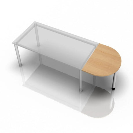 Ansatztisch RA60 / RA80 / RA160 in Eiche-Optik mit halbrunder Tischplatte und silbernen Beinen von hjh OFFICE PRO