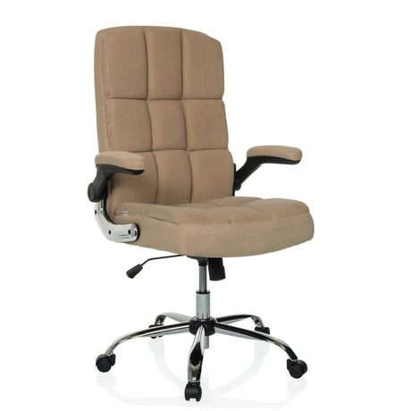Home-Office-Chefsessel RELAX WD 100 mit beigem Cordbezug und glänzendem Fußkreuz von MyBuero