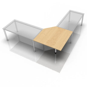 Trapezplatte RT12 in Ahorn-Optik mit zwei angebauten weißen Regalen von hjh OFFICE PRO