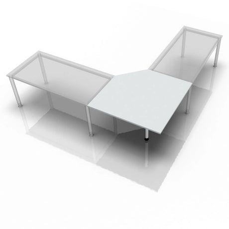 Graue Trapezplatte RT12 mit zwei seitlichen Ablagen und Metallbeinen von hjh OFFICE PRO