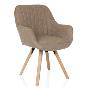 Beiger Polsterstuhl SCANDI SOFT mit Steppung und vier hellen Holzbeinen von hjh LIVING