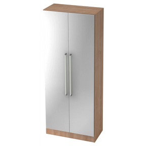 Schrank SIGNA G 7100 in Nussbaum-Optik mit silbernen Metallfronten und zwei Chromgriffen von hjh OFFICE PRO