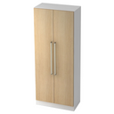 Aktenschrank SIGNA G 7100 in Weiß und Eiche mit zwei Türen und Chromgriffen von hjh OFFICE PRO