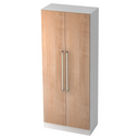 Aktenschrank SIGNA G 7200 in Weiß und Nussbaum mit zwei langen Chromgriffen von hjh OFFICE PRO