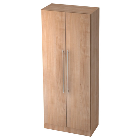 Schrank SIGNA G 7200 in Holzoptik Nussbaum mit zwei Türen und silbernen Relinggriffen von hjh OFFICE PRO