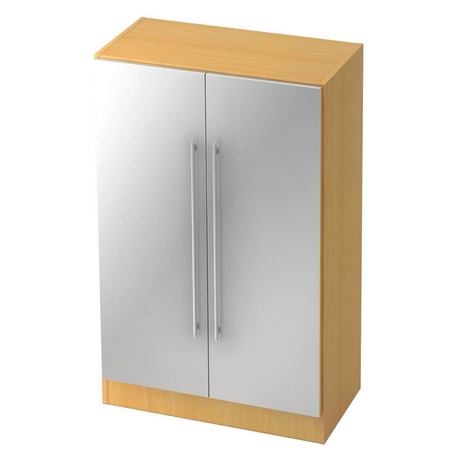 Aktenschrank SIGNA G 7550 aus Buche mit zwei silbernen Kunststofftüren und Relinggriffen von hjh OFFICE PRO