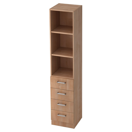 Regalschrank SIGNA G 7600 in Nussbaum-Optik mit drei offenen Fächern und vier Schubladen von hjh OFFICE PRO