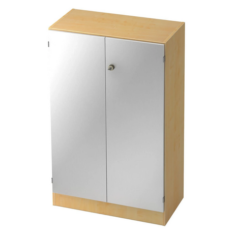 Schrank SIGNA K 6550 SG in Ahorn-Optik mit zwei silberfarbenen Türen und Schloss von hjh OFFICE PRO