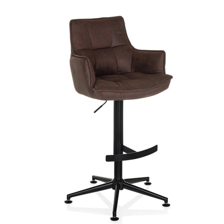 Brauner Barhocker SOLAO LIFE HIGH mit gepolsterter Schale und schwarzem Sternfuß von hjh LIVING