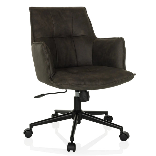 Homeoffice-Bürostuhl SOLAO LIFE mit dunkelgrauem Bezug und schwarzem Fußkreuz von hjh LIVING