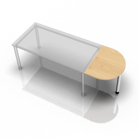 Ansatztisch XBA60 W / XBA80 W mit runder Platte in Ahornholz-Optik und silbernen Beinen von hjh OFFICE PRO