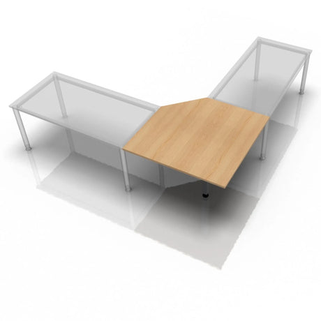 Trapezschreibtisch XBE90 G / XBE91 G / XBT12 G mit holzfarbener Eichenplatte und silbernen Beinen von hjh OFFICE PRO