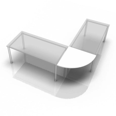 Weißer Eckwinkel XBE90 G / XBE91 G / XBT12 G mit abgerundeter Ecke und Metallbeinen von hjh OFFICE PRO