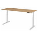 Elektrisch höhenverstellbarer Schreibtisch XBHM 20 SS in Asteiche mit weißem Gestell und Bedienfeld von hjh OFFICE PRO