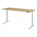 Elektrisch höhenverstellbarer Schreibtisch XBHM 20 SS in Eiche mit weißem Gestell und Bedienfeld von hjh OFFICE PRO