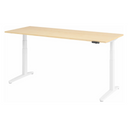 Elektrisch höhenverstellbarer Schreibtisch XBHM 20 WW mit Ahornholz-Platte und weißem Gestell von hjh OFFICE PRO