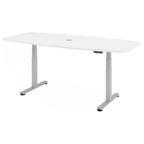 Elektrisch höhenverstellbarer Schreibtisch XDSM 22 S in Weiß mit Kabeldurchlass von hjh OFFICE PRO