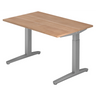 Höhenverstellbarer Schreibtisch XTRA XB 12 SS in Nussbaumoptik mit grauem Gestell von hjh OFFICE PRO