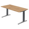 Höhenverstellbarer Schreibtisch XTRA XB 16 GC in Asteiche mit grauen T-Füßen von hjh OFFICE PRO