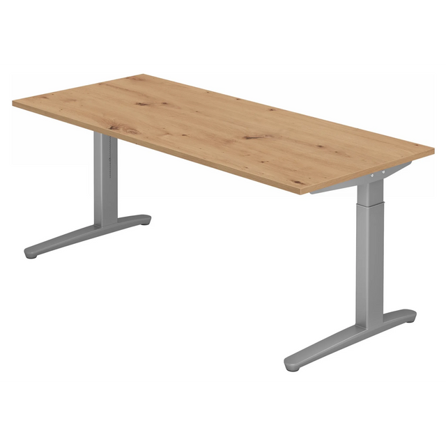 Höhenverstellbarer Schreibtisch XTRA XB 19 SS in Asteiche mit grauem Untergestell von hjh OFFICE PRO