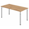 Höhenverstellbarer Schreibtisch YAMA 16 S in Asteiche mit silbernen Beinen von hjh OFFICE PRO